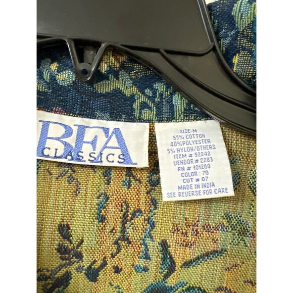BFA Classics Size Medium 55% Cotton, Tapestry, Blue Floral Button Up Jacket - Picture 4 of 4